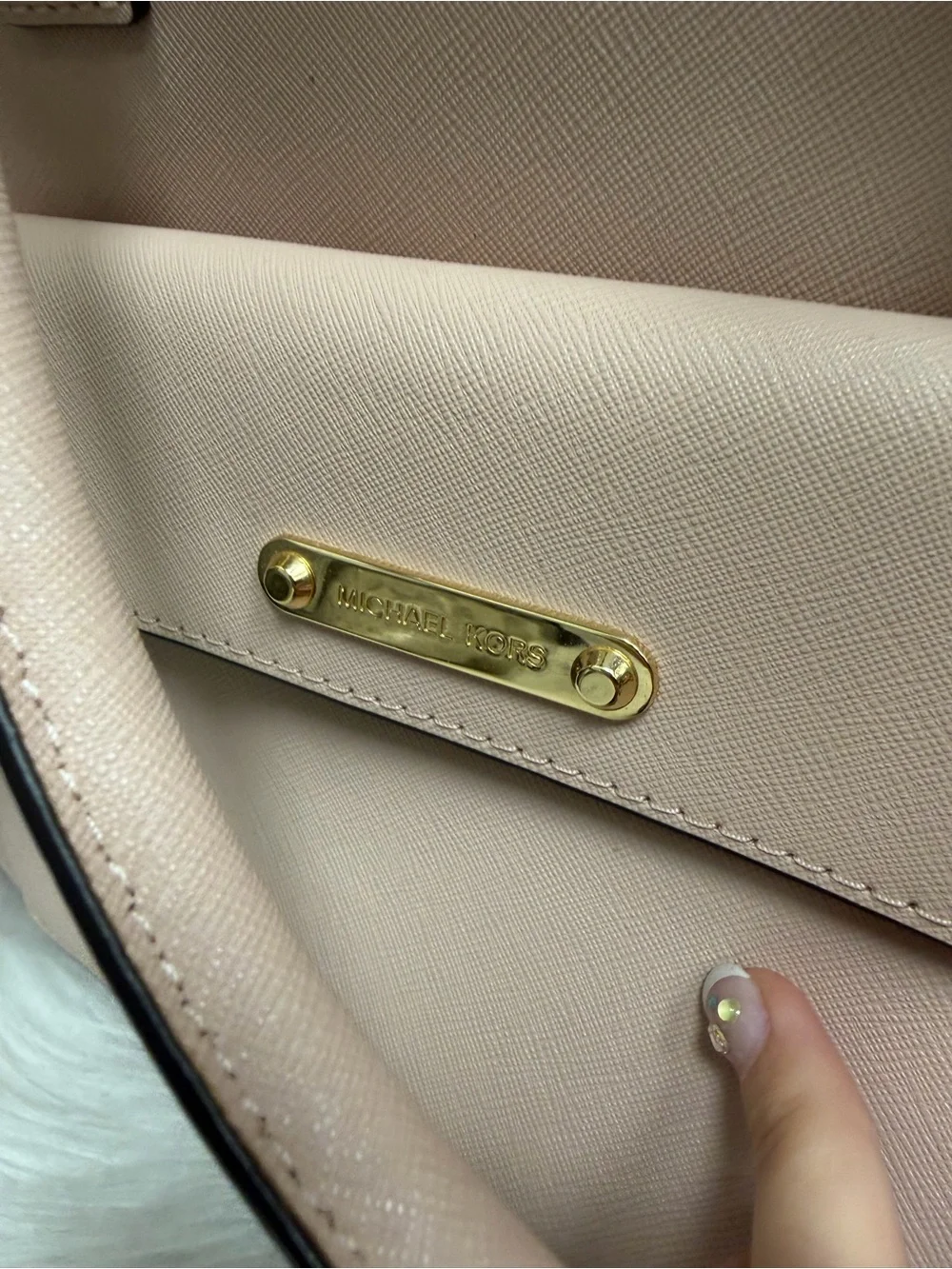 Michael Kors Pink Saffiano Leather Quinn Satchel w/Gold